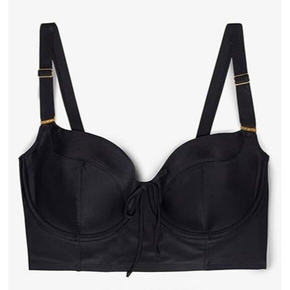 Smart & Sexy Women's Plus-Size Long Lined Underwire Black Bikini Top 40D NWOT - Picture 1 of 5